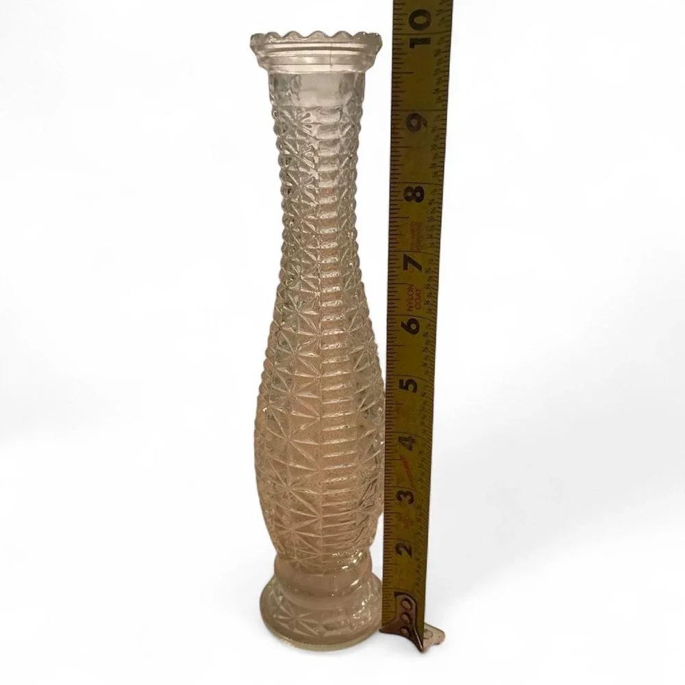 Antique 1967 Sam Berger Clear Pressed Crystal Glass Vase 10